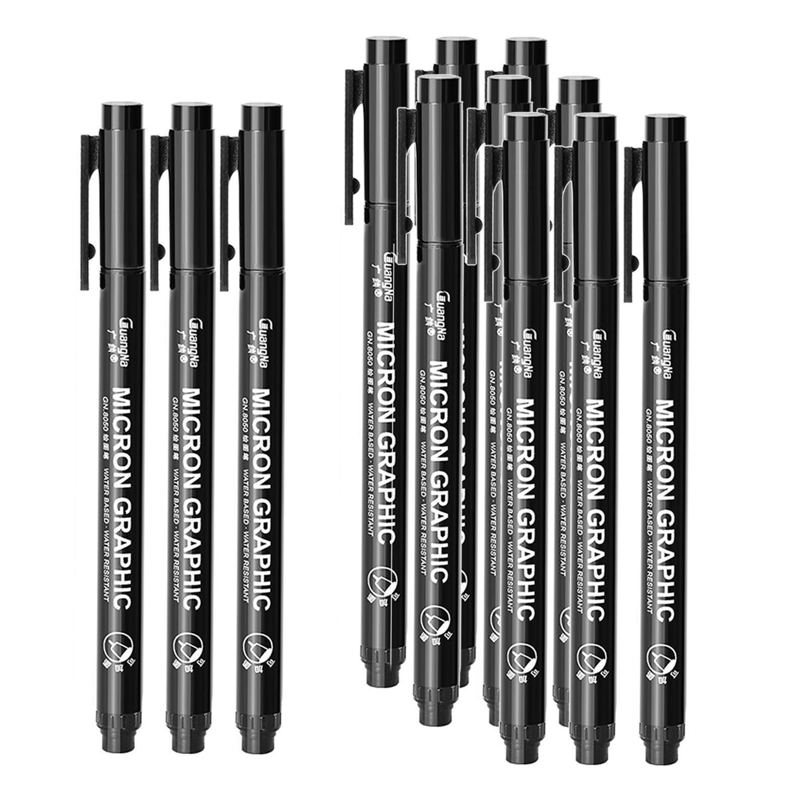 Fine Liner Pen Pigment Marker Waterproof Ink Sketching Manga 12pcs