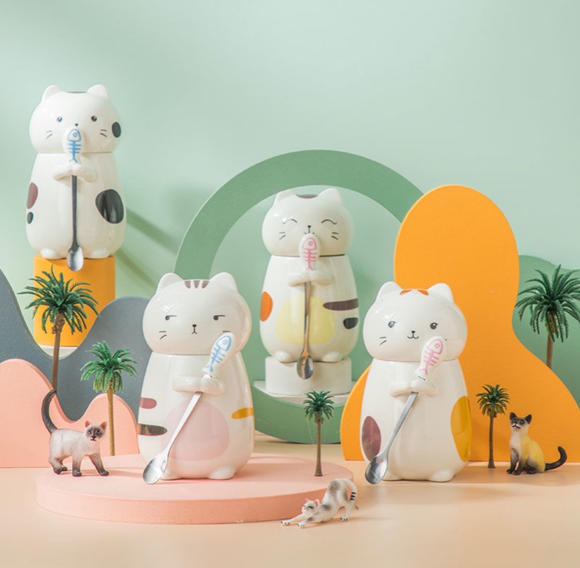 Ly Sứ MÈO THẦN TÀI cao cấp có nắp