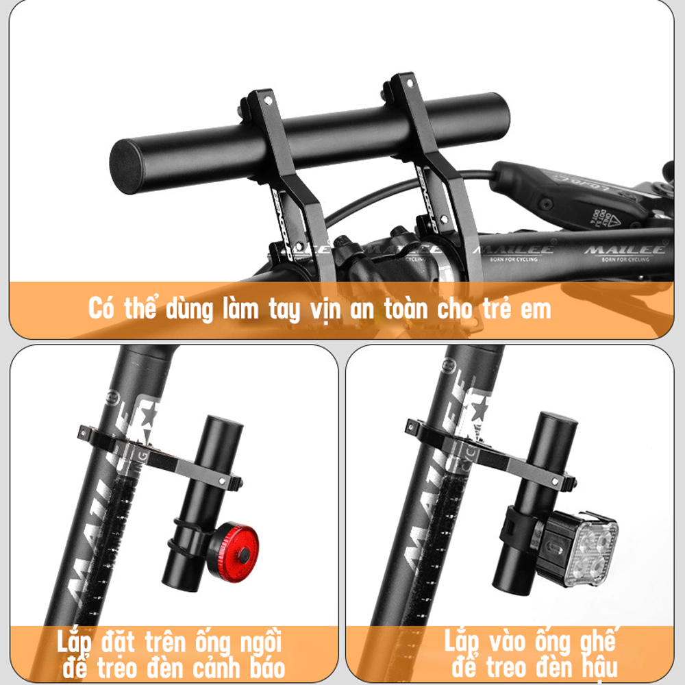Giá đỡ ghi đông xe đạp mở rộng BG-2306 10/20 Cm Nhôm Siêu Nhẹ Dễ Lắp Đặt Cho Đèn Xe Đạp Đồng Hồ Đo Tốc Độ - Mai Lee