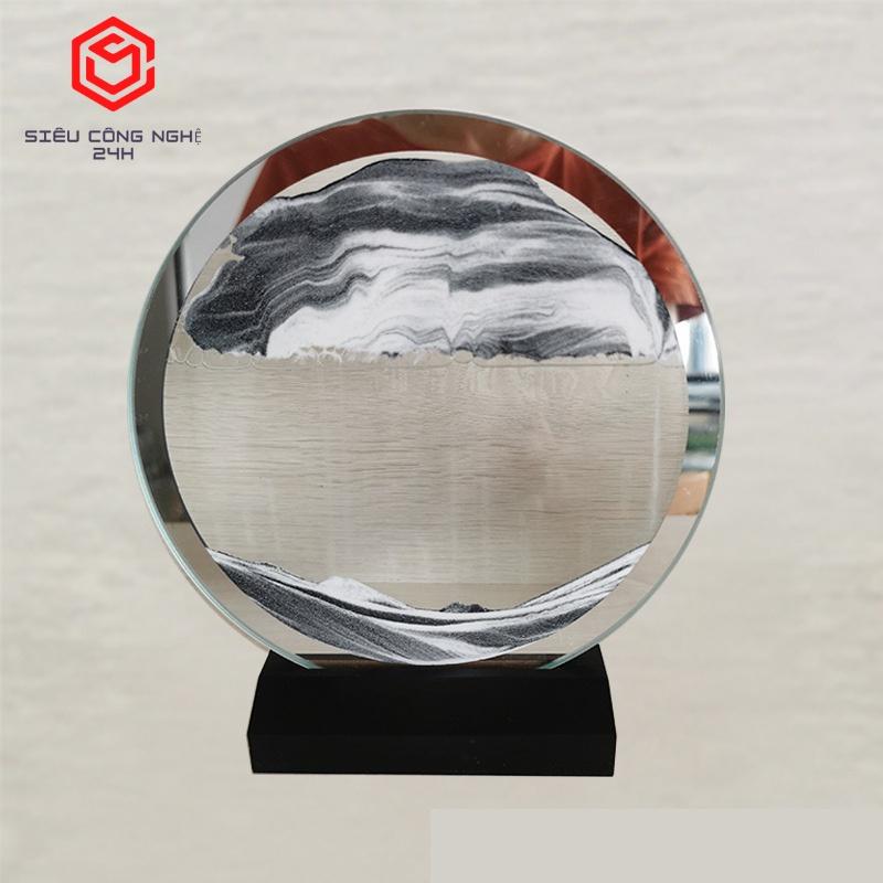 Tranh cát chuyển động ,cát lún 3D VIỀN GƯƠNG ,6 màu TẶNG KÈM ĐẾ GỖ làm quà tặng