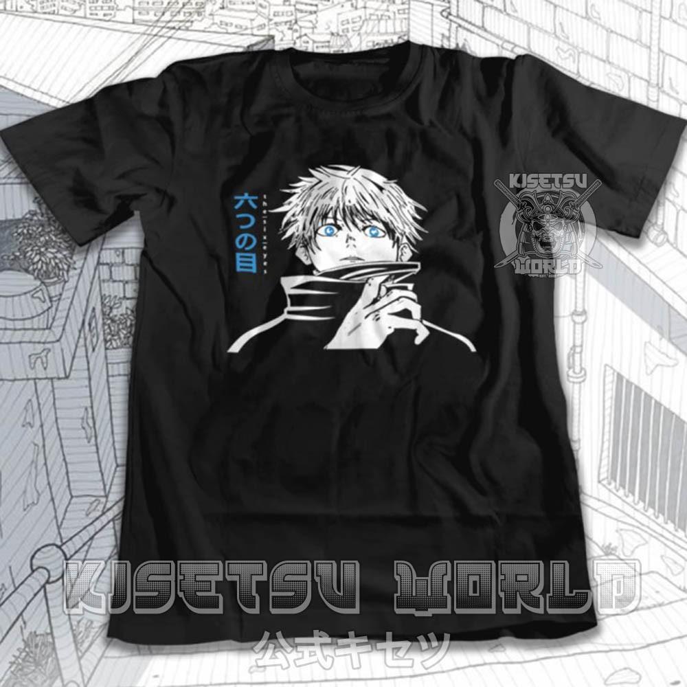 Áo phông JUJUTSU KAISEN GOJO SATORU SENSEI SIX EYES Baju Jepang x 6233 Kisetsu Tshirt