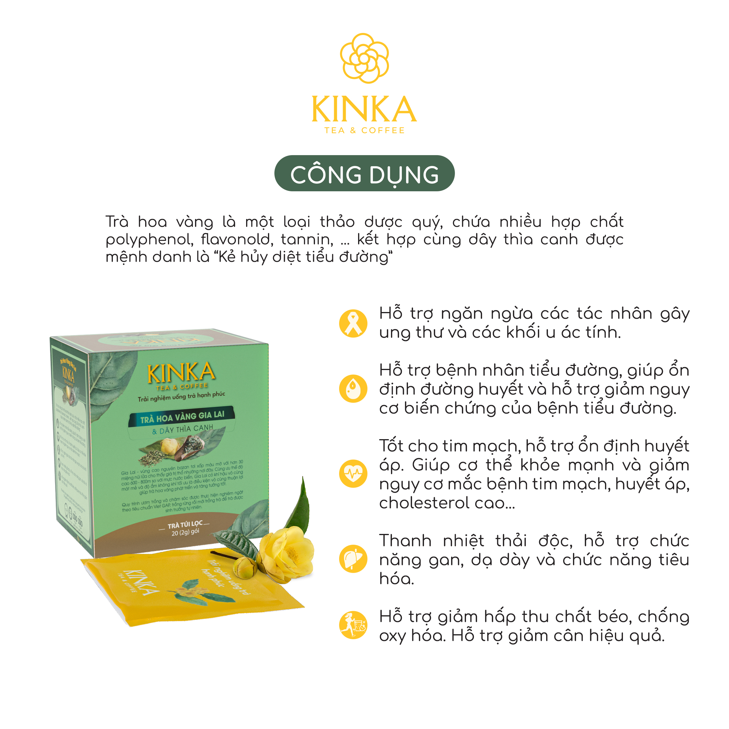 DIABETEA - Trà Hoa Vàng Gia Lai & Dây Thìa Canh