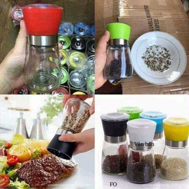 Lọ xay tiêu thuỷ tinh.
