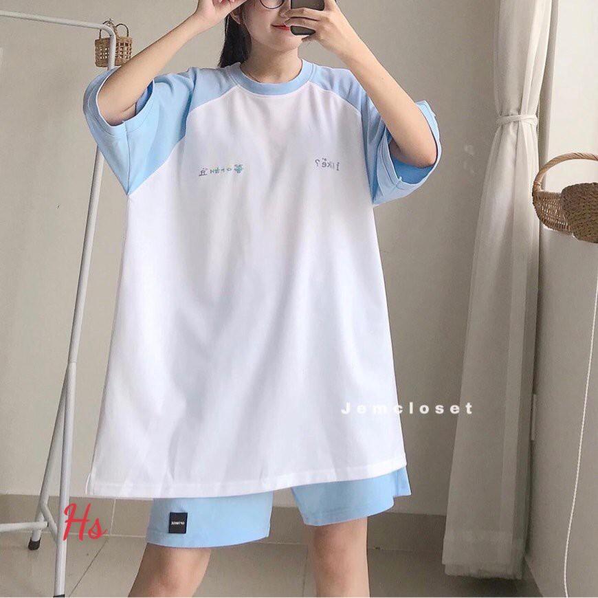 Bộ Đùi Áo Phông In Chữ Hàn Zaclang - Set thể thao uzzlang unisex áo thu tay lỡ chất cotton form rộng quần cộc T M Store