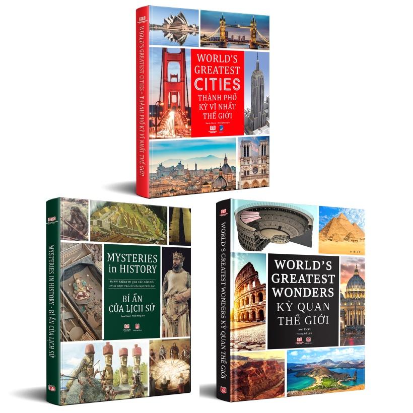 Sách kỳ quan thế giới, bí ẩn lịch sử và những thành phố kỳ vĩ nhất thế giới - Bách khoa toàn thư ( bộ 3 cuốn, bìa cứng, in màu )