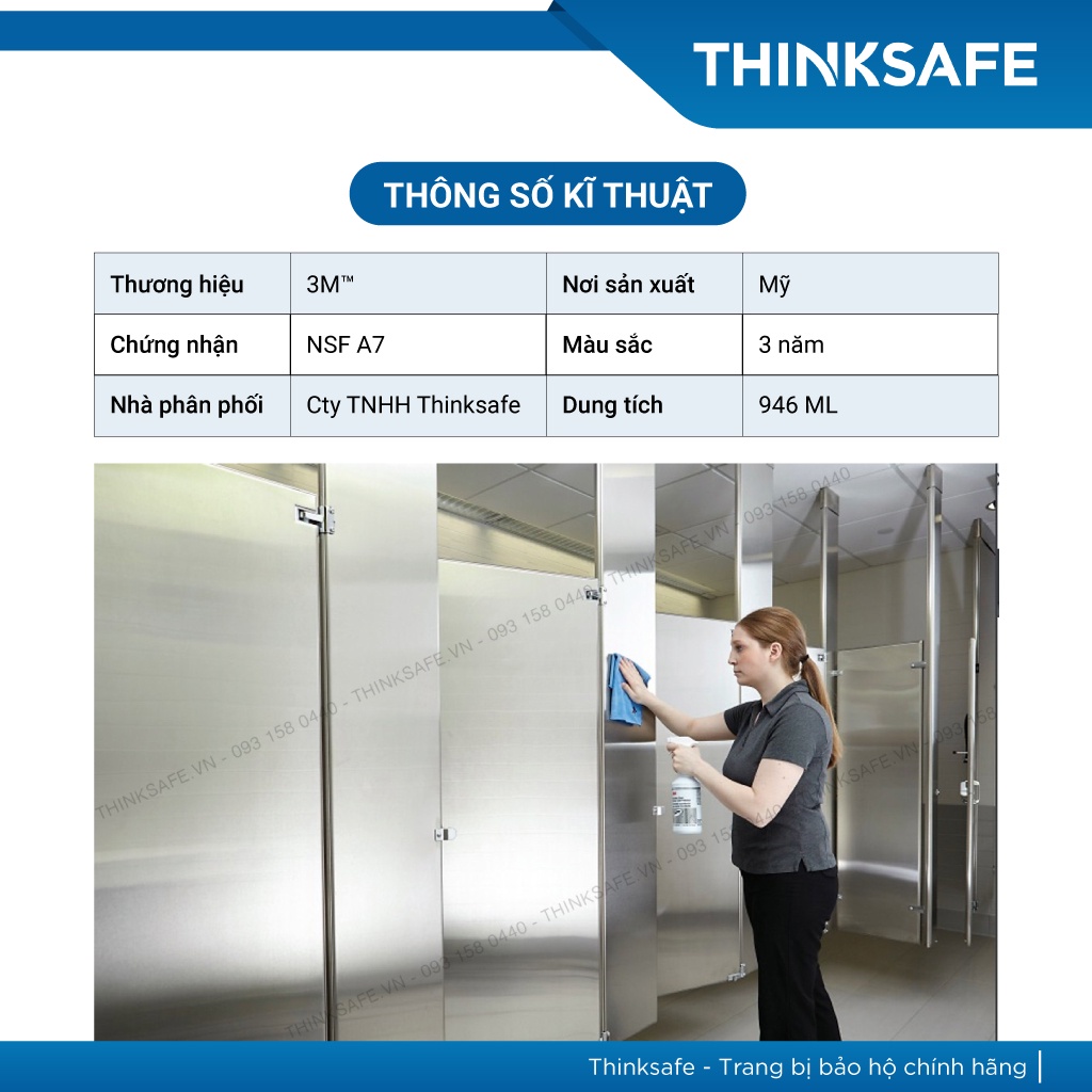 Chai Tẩy Rửa Bảo vệ Inox 3m Thinksafe, Vệ sinh thép, đóng bóng, bảo vệ, dung dịch tẩy rửa - 3M Stainless Protector