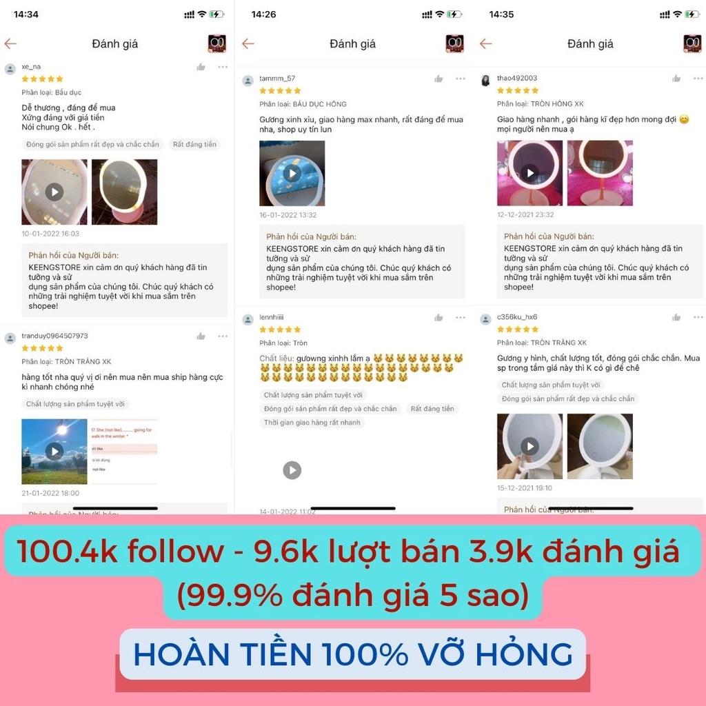 Gương Để Bàn Trang Điểm Led Cảm Ứng 3 Chế Độ Ánh Sáng PINK CAT