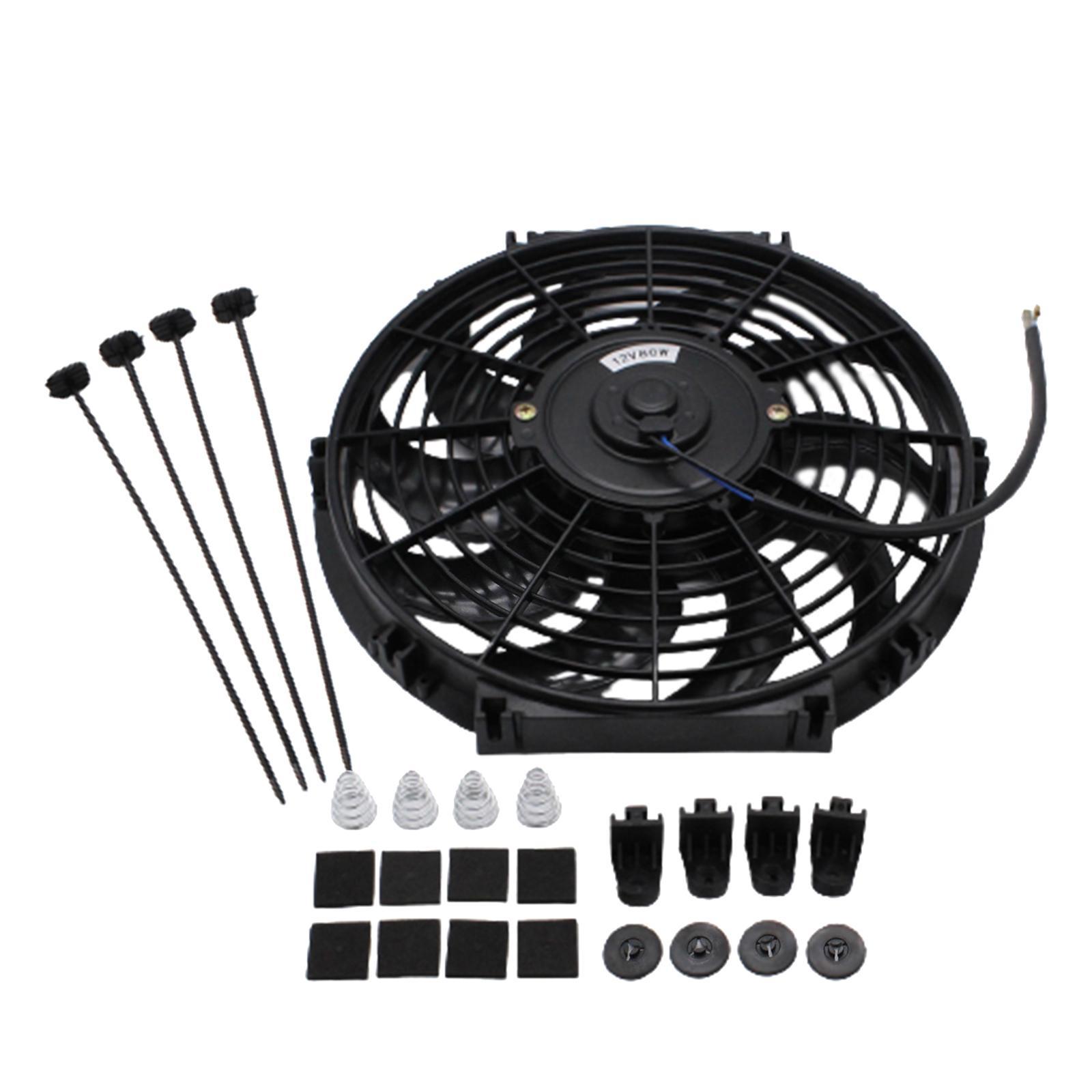 Electric Cooling Fan 12inch Push Performance 12V 80W Easy Installation Mount for Pickup Truck