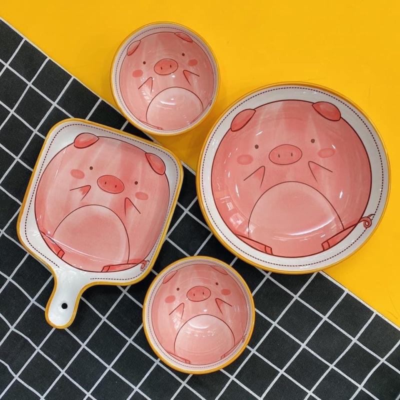 Bát Sứ, Đĩa Sứ . Sét Đồ Ăn 3 món hình gà , lợn , mèo ( Ảnh Thật shop chụp)