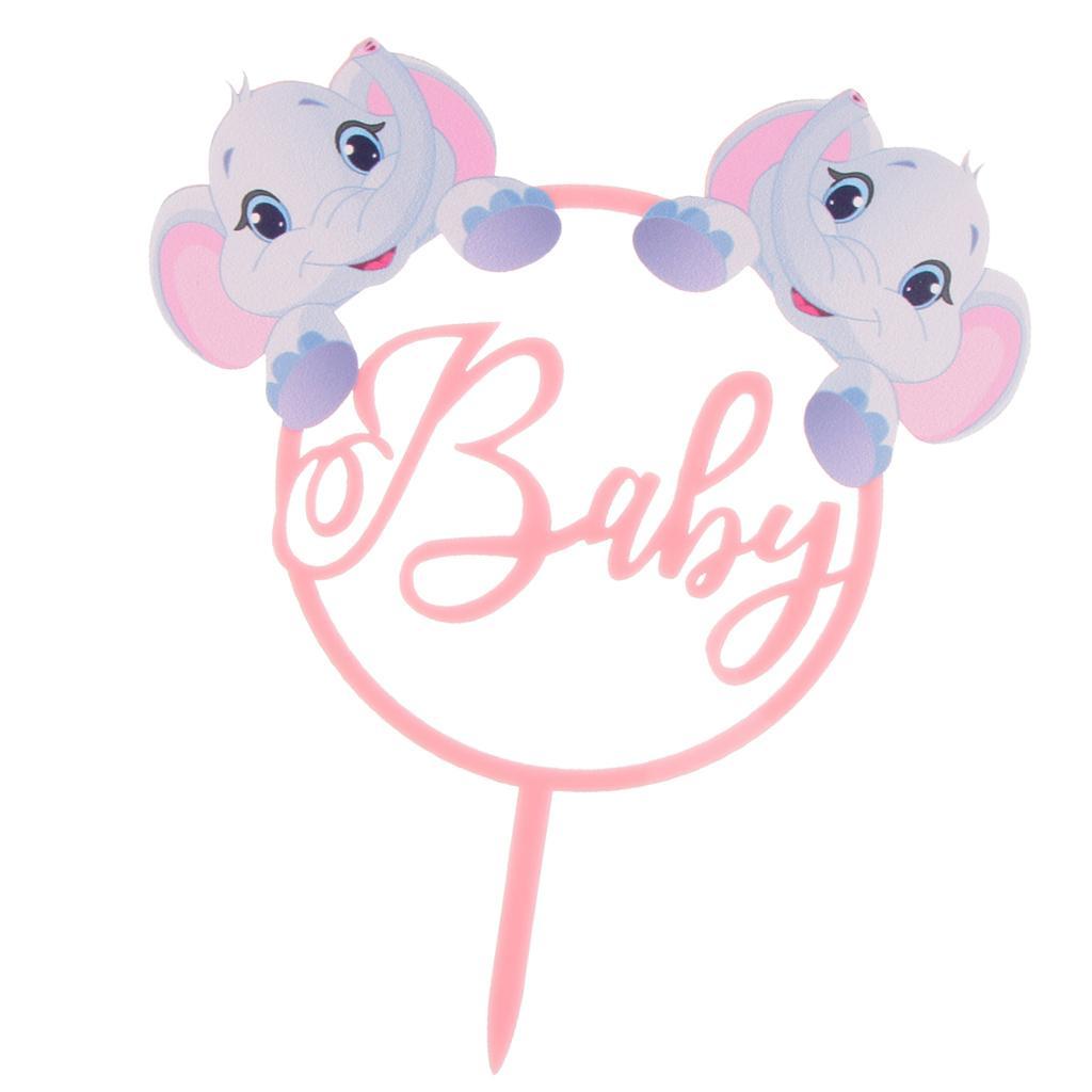 Cute Elephant Acrylic Baby Cake Topper for Kid Birthday Party Baby Shower