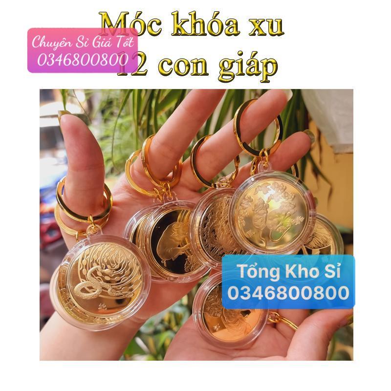 Móc Khóa 12 Con Giáp Đồng Xu Phong Thủy May Mắn