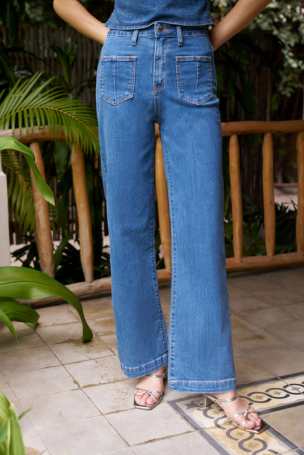 DOTTIE - Quần jeans ống đứng 4 túi nữ - Xanh nhạt - Q0109