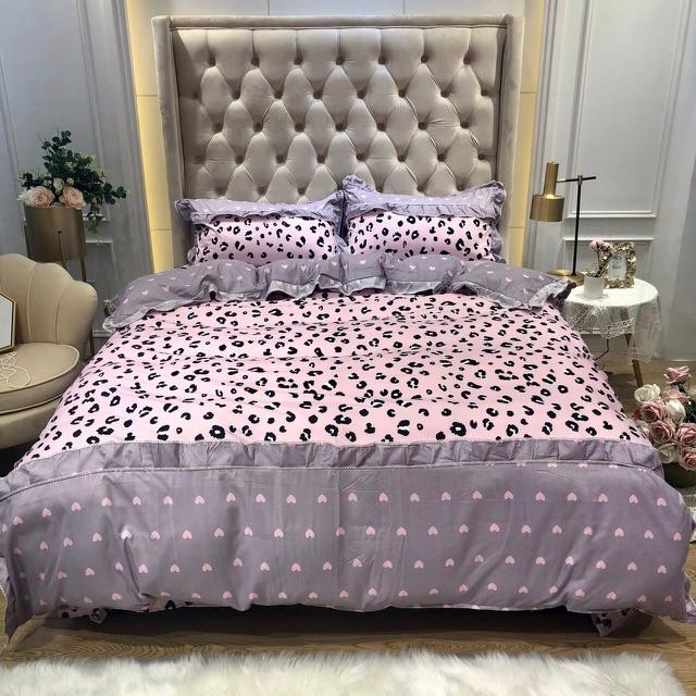 Bộ chăn ga gối cotton bánh bèo 4 món y hình