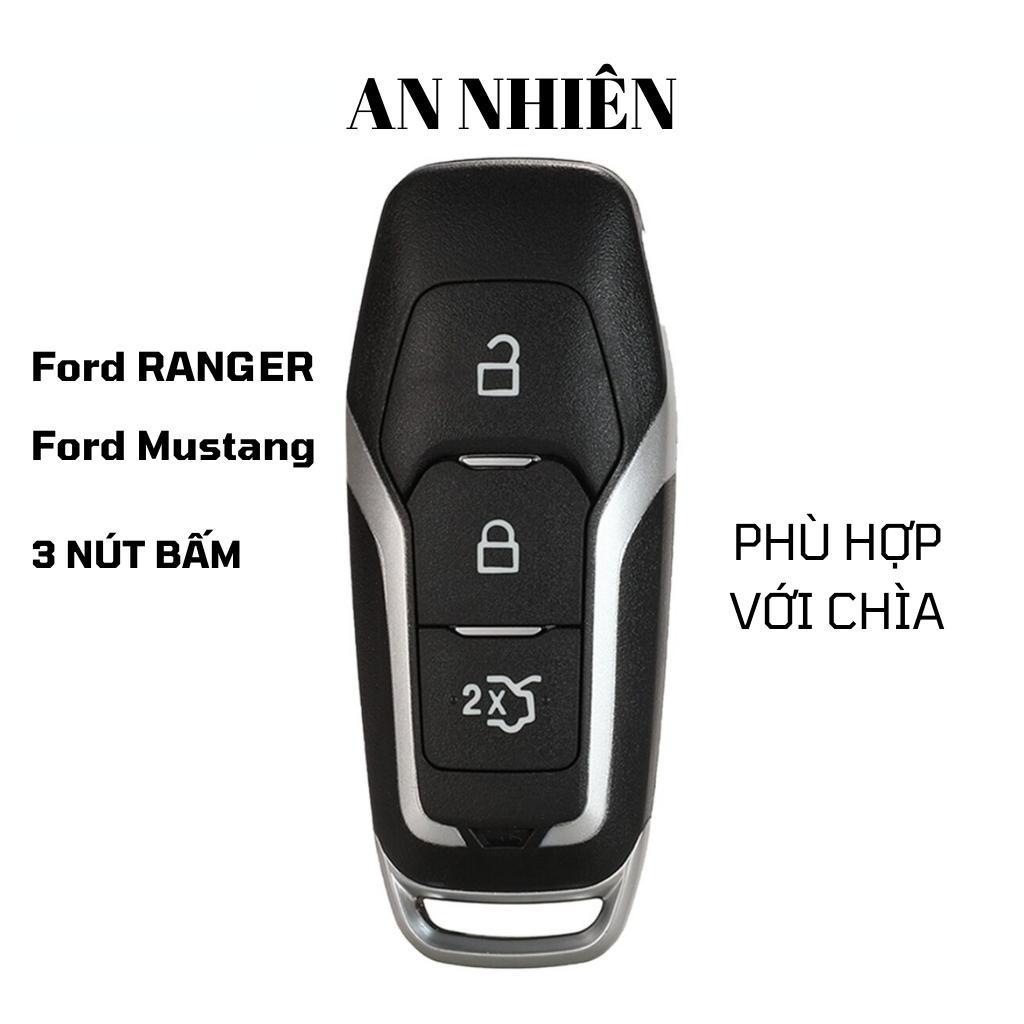 Bao da dành cho móc khoá bọc ốp chìa khóa xe ô tô Ford Ranger, Mustang, Mondeo 2014 - 2018, da bò, nhiều màu, khâu thủ công Ford2