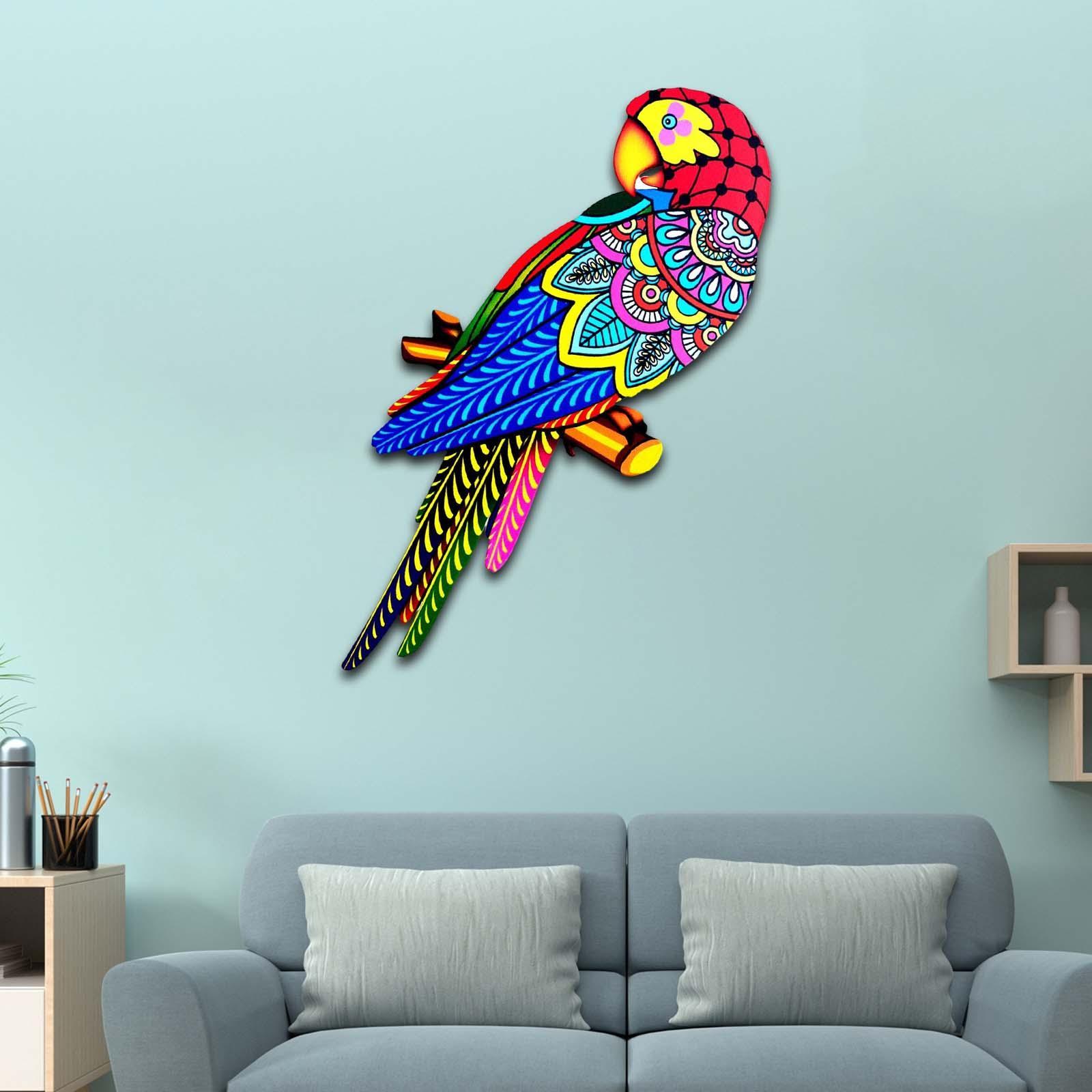 Bird Wall Art Decor Ornament Bird Model Iron Colorful Birds for Balcony Fence