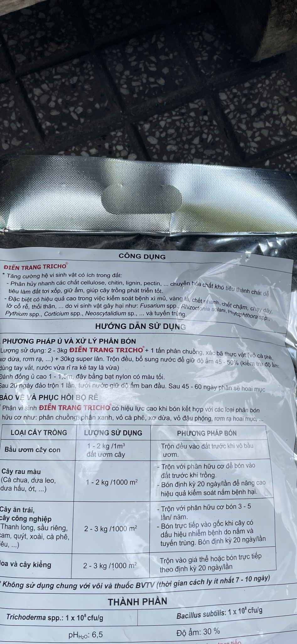 Nấm vi sinh Trichoderma Điền Trang gói 1 kg