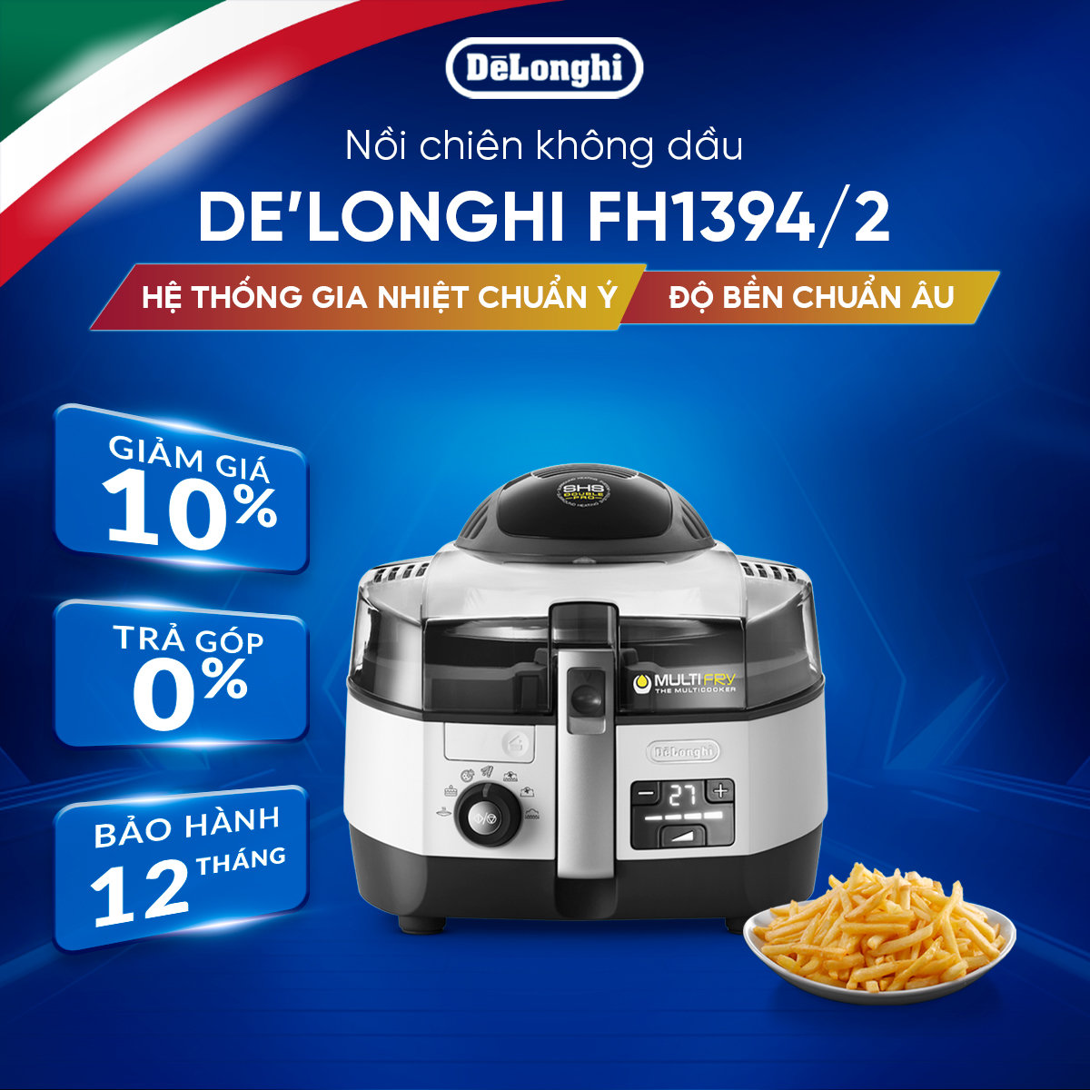 [Hàng chính hãng] Nồi chiên không dầu đa năng DeLonghi FH1394/2
