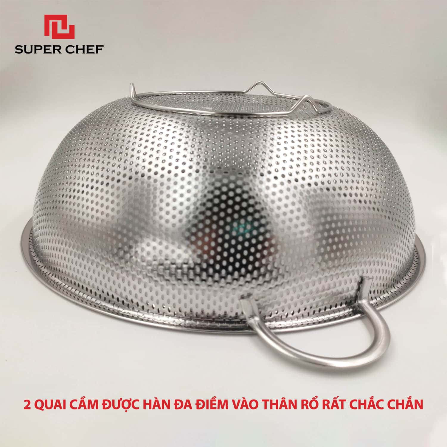 Rổ Inox 2 Quai Super Chef Dày Dặn, Cứng Cáp Siêu Bền Bỉ, An Toàn Khi Tiếp Súc Thực Phẩm, Chống Ăn Mòn, Chống Gỉ Sét Oxy hóa, Không Hoen Ố, Sang Trọng Tiện Lợi ( Size từ 16.5 đến 31.5cm)