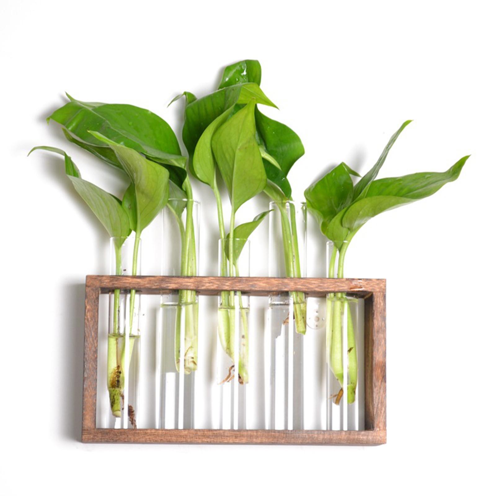 Test Tube Planter Modern Flower Bud Vase with Wood Stand 3 Test Tube