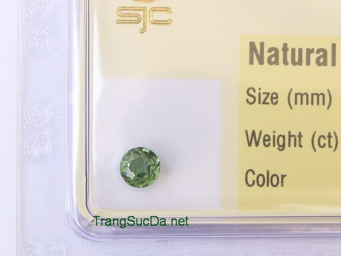 Đá phong thủy kiểm định - Viên đá sapphire xanh lá cây mài giác thiên nhiên