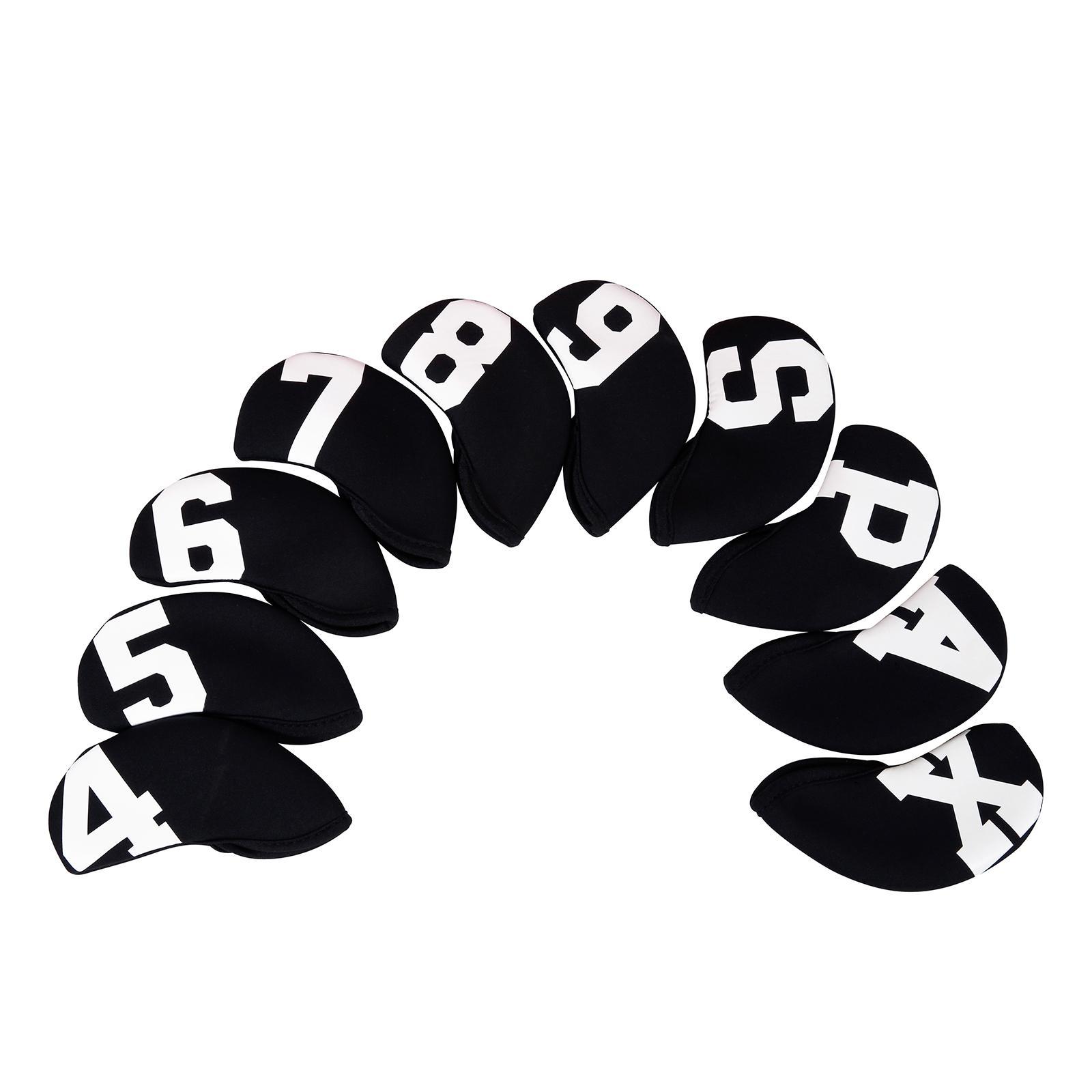 10Pcs Golf Iron Covers Set, Iron putter Club Head Covers for Golf Accessory