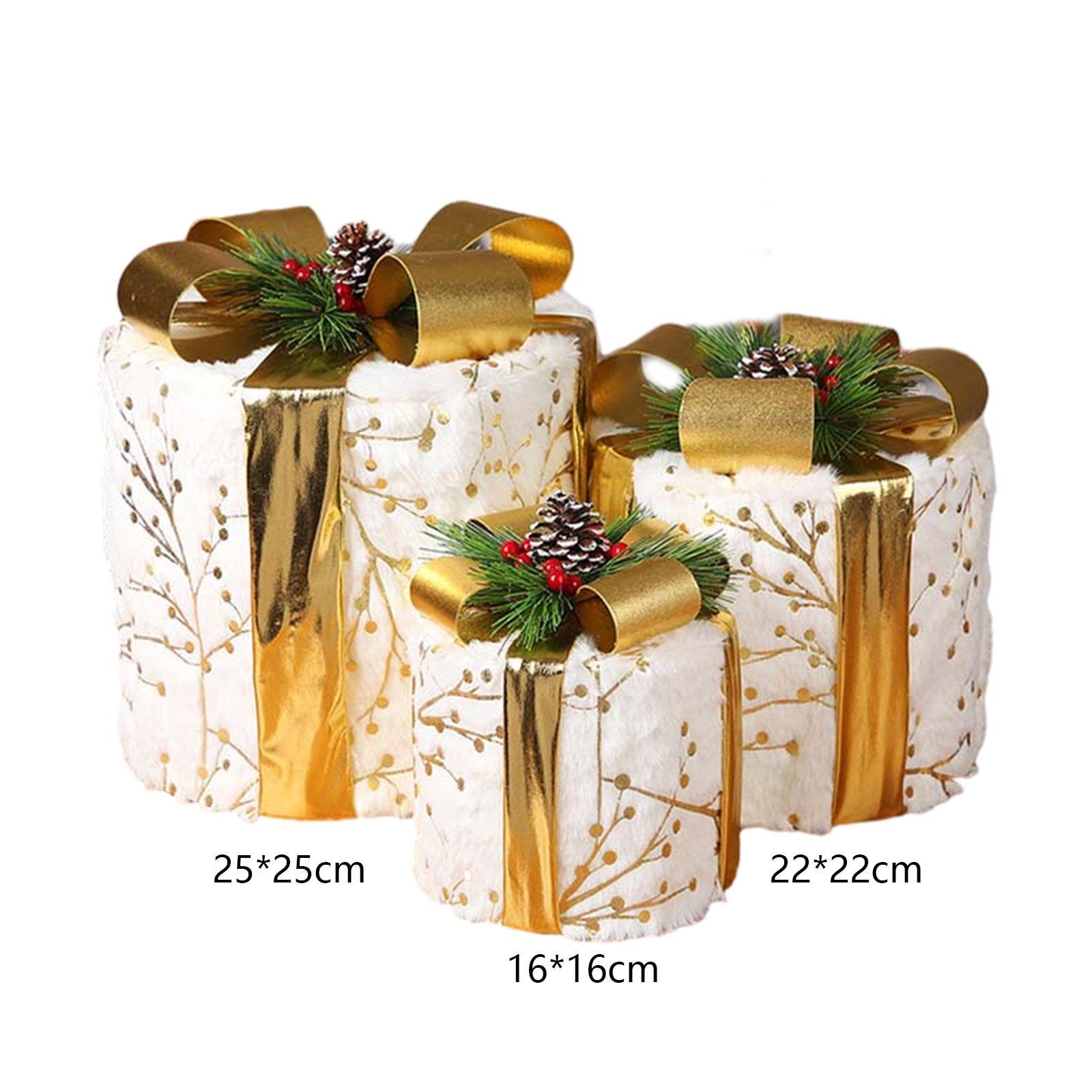 3Pcs Gift Boxes Christmas Decoration Present Boxes for Scene Layout Props
