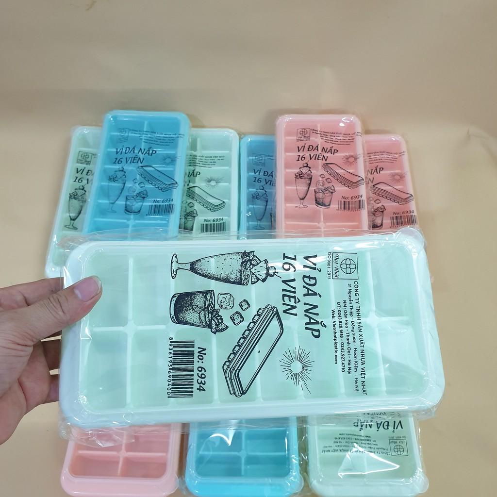Vỉ Đá 16 Viên Kèm Nắp,Khay Làm Đá Tủ Lạnh Chất Liệu Nhựa Dẻo Cao Cấp Không Độc Hại - Chính Hãng Việt Nhật