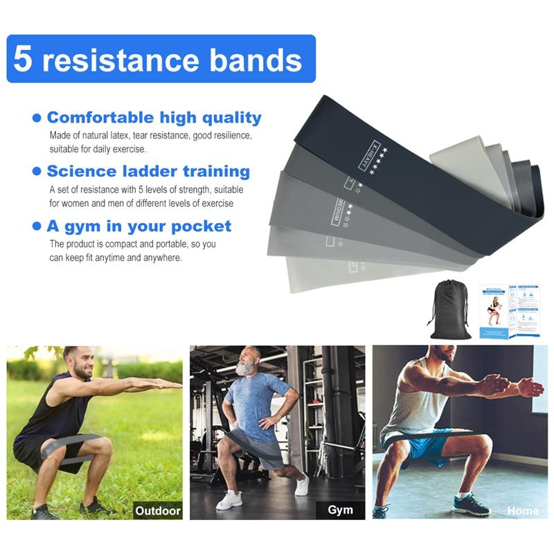 5 gói Yoga Kháng ban nhạc thể dục Sức mạnh đào tạo về nhà tập thể dục thể hình thể hình đàn hồi thiết bị tập thể dục cao su Color: 5pcs Bands Set 03