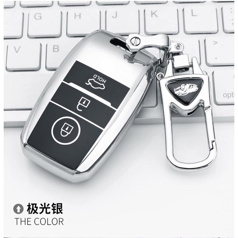 BAO ỐP CHÌA KHÓA BẰNG SILICON VÀ MÓC KHÓA INOX 3 NÚT DÙNG CHO XE KIA MORNING, SOLUTO