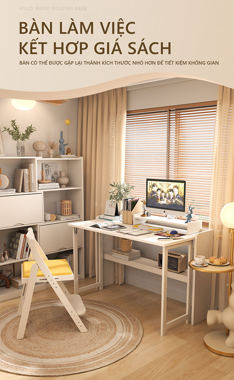 Bàn học gấp gọn thông tinh kiểu nhật tiết kiệm tối đa diện tích thương hiệu IGA - GP309
