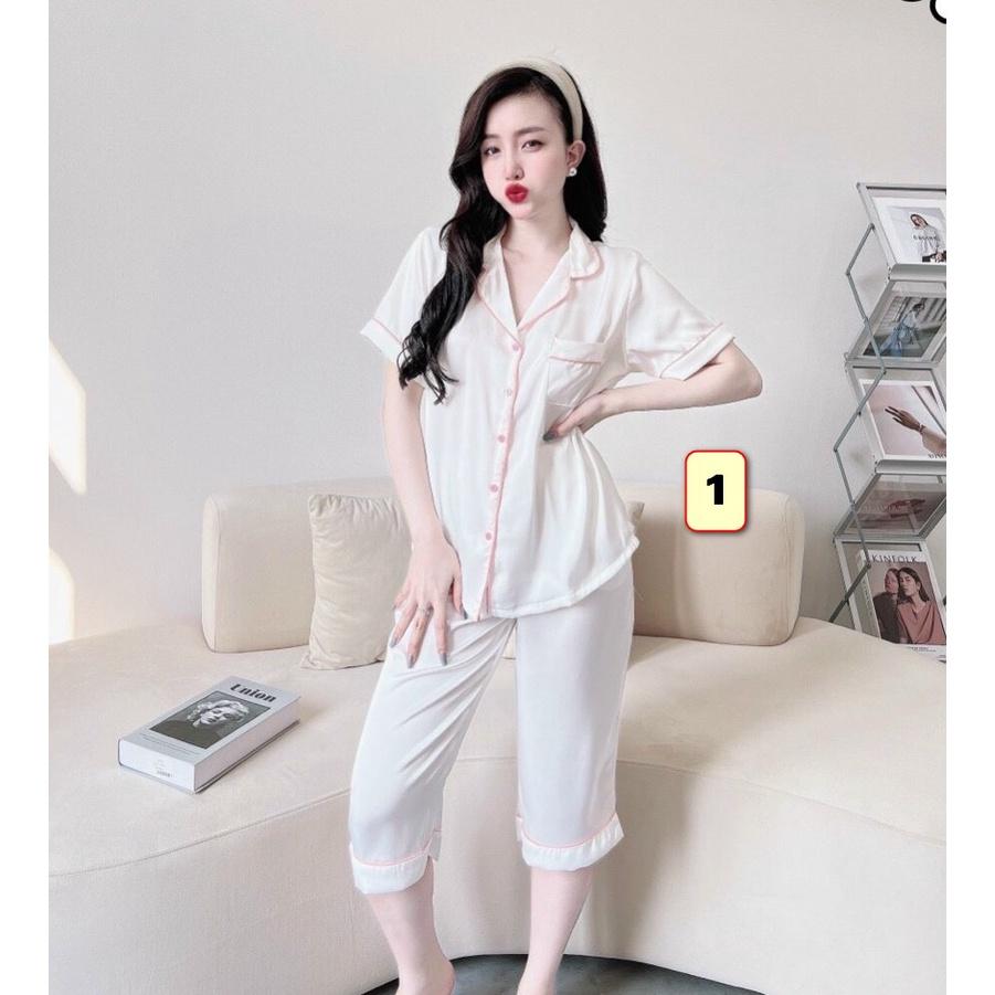 Bộ Pyjma Nữ Quần Lững, Tay Ngắn, Lụa Latin 40-55kg