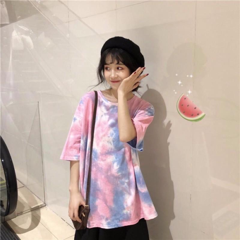 Áo thun nữ nam loang màu