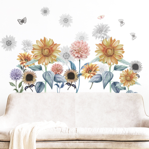 Decal trang trí tường - Những bông hoa xinh xắn sắc nét