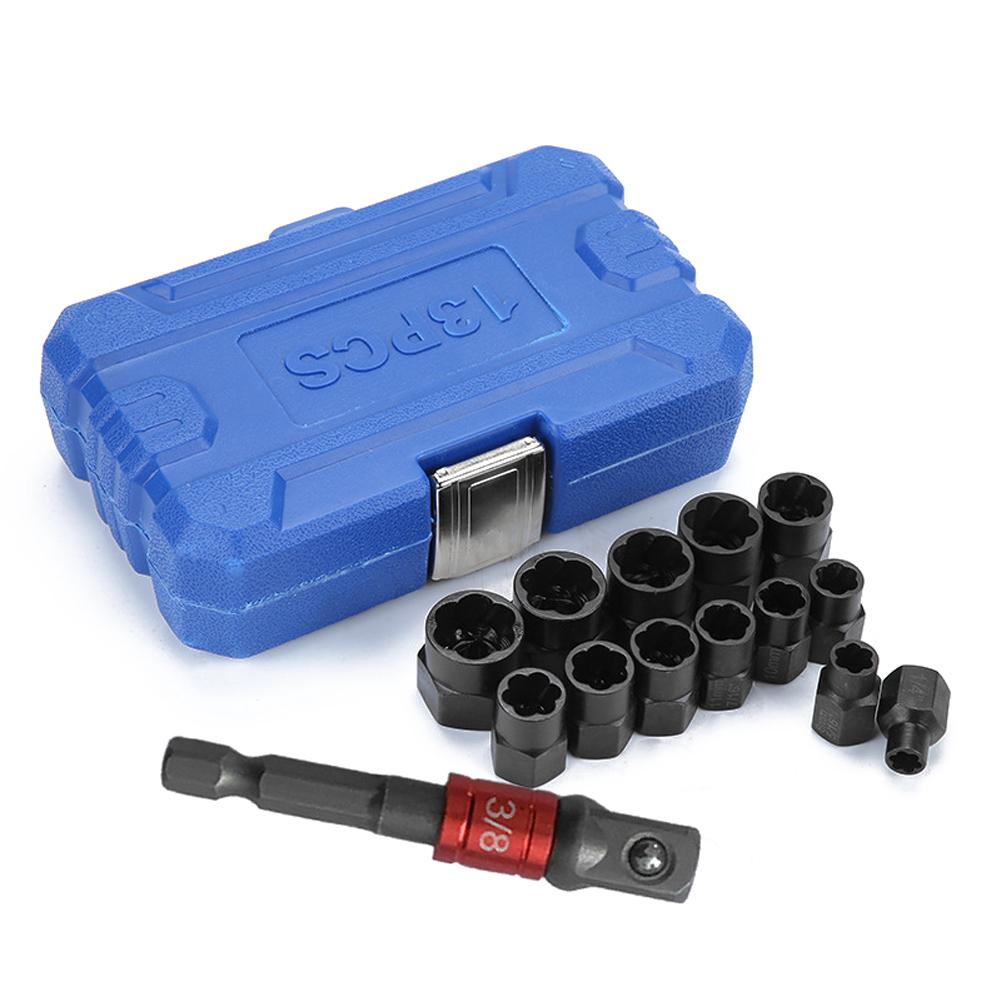 13pcs Damaged Bolt Nut Screw Remover Tool Kit Damaged Bolt Removal Set Damaged Bolt Nut Screw Removal Socket
