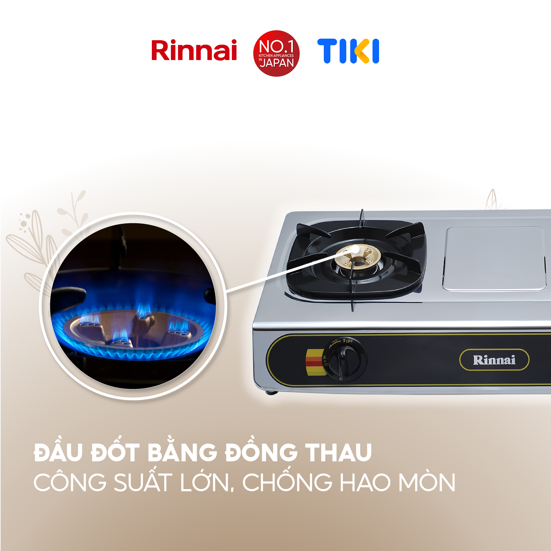 Bếp gas dương Rinnai RV-577(BK) mặt bếp inox và kiềng bếp men - Hàng chính hãng.