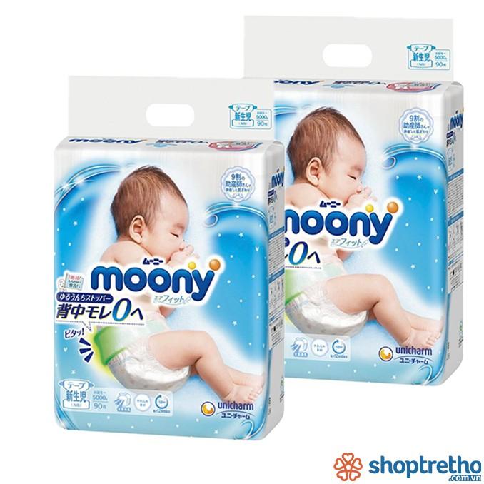 Tã dán Moony Newborn NB90 Nhật Bản - 1 bịch 90 miếng