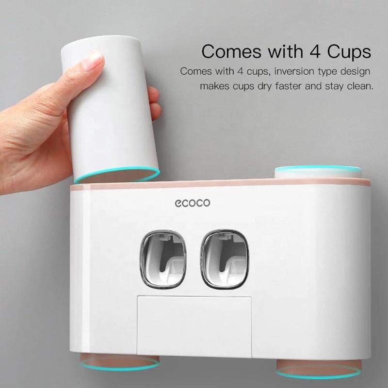 Bộ nhả kem đánh răng 2 bên kèm 4 Cốc nhựa cao cấp