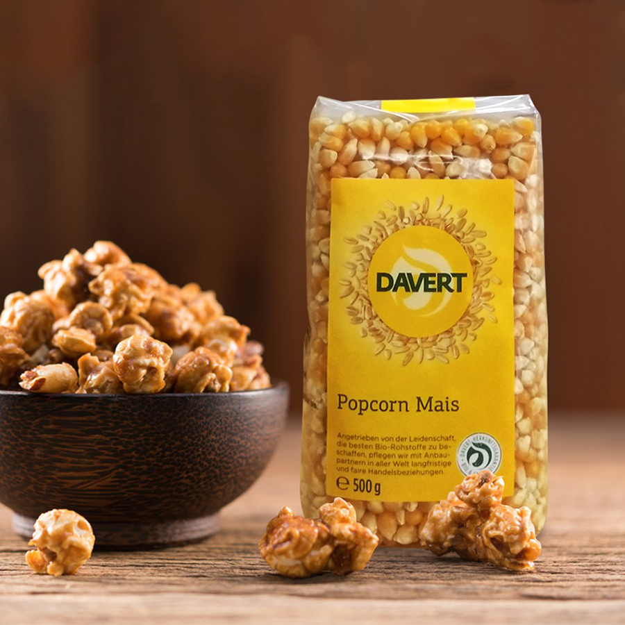 Bắp ngô nổ bỏng (popcorn) hữu cơ Davert 500g