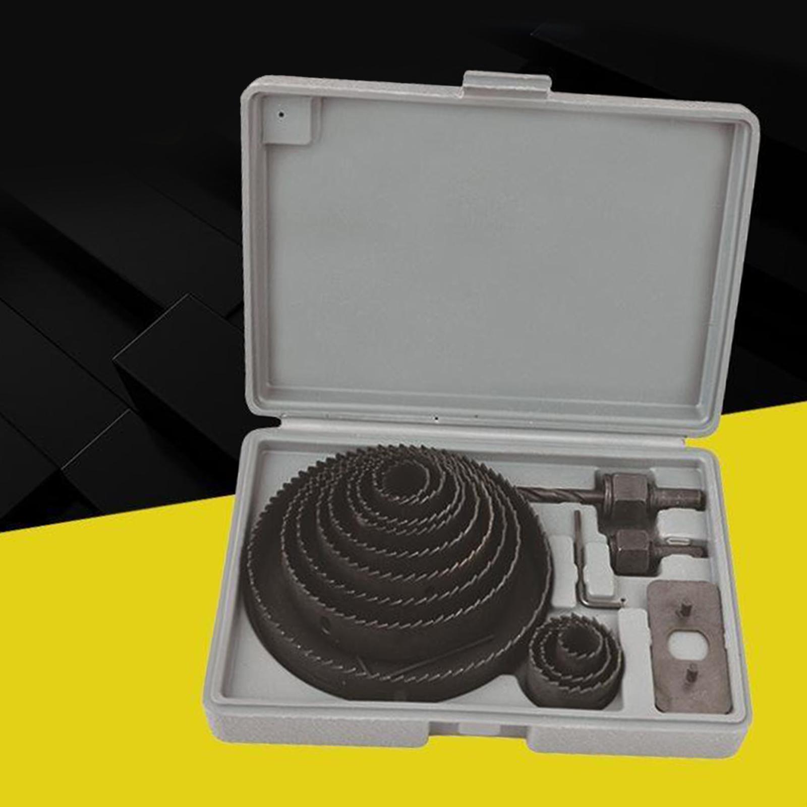 Hole Saw Drill Bit Kit 16 pcs w/ Mandrels Saws Wood Plastic Sheet Metal Cutting