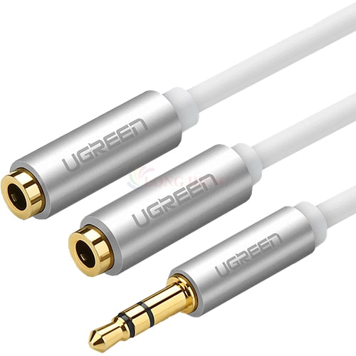 Cáp chuyển AV 3.5mm sang 2 đầu tai nghe Ugreen Audio Splitter Cable with Braid 20cm AV123 - Hàng chính hãng