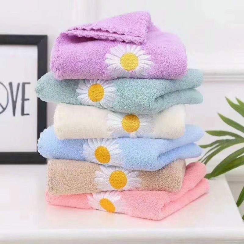 Khăn Tắm Lông Cừu Hàn Quốc, Siêu Thấm Hút, Mềm Mại, Sợi Bông Cao Cấp, Vải Dày - 70x140 cm - Hoa Cúc