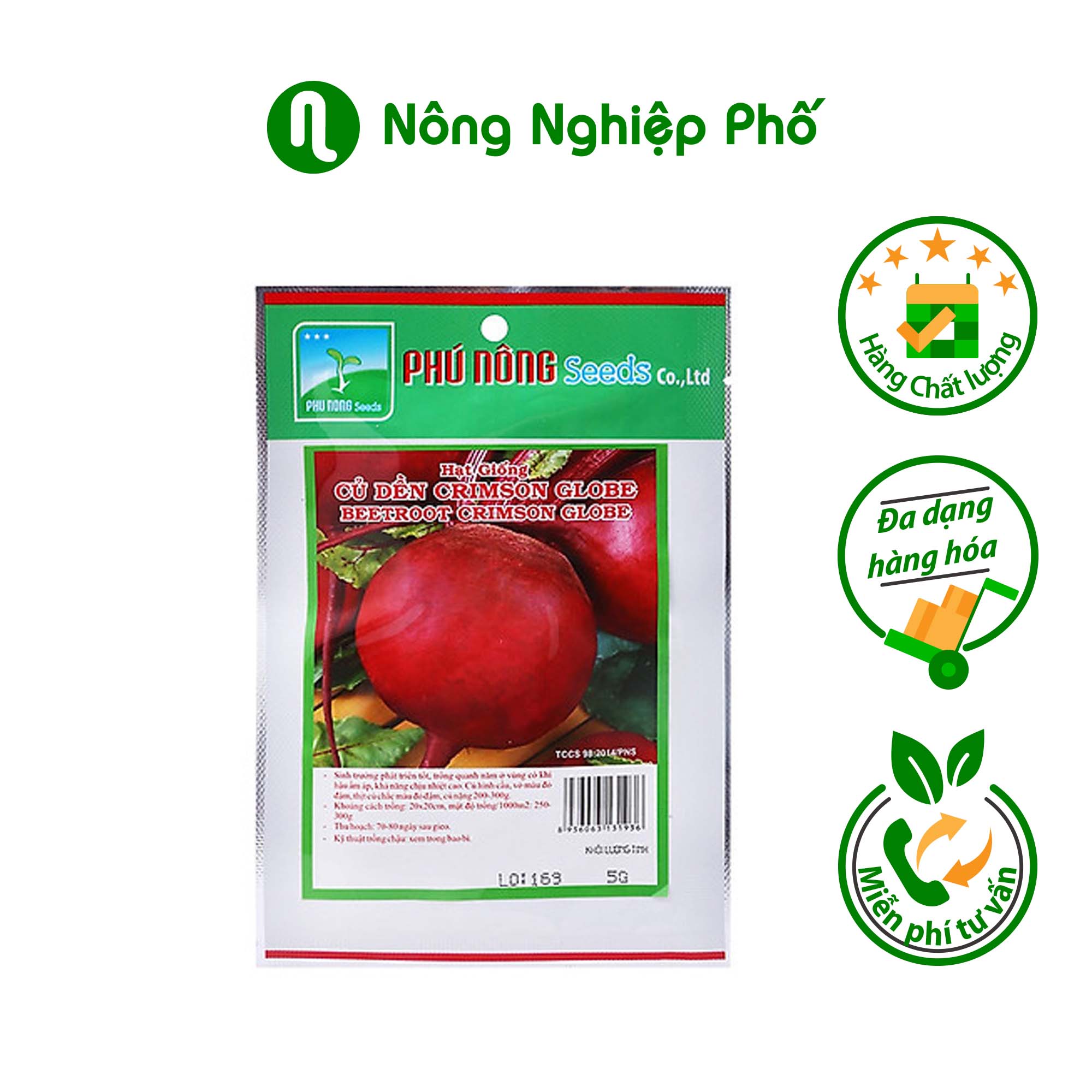 Hạt giống Củ dền đỏ Crimson Globe Phú Nông (5g/gói)