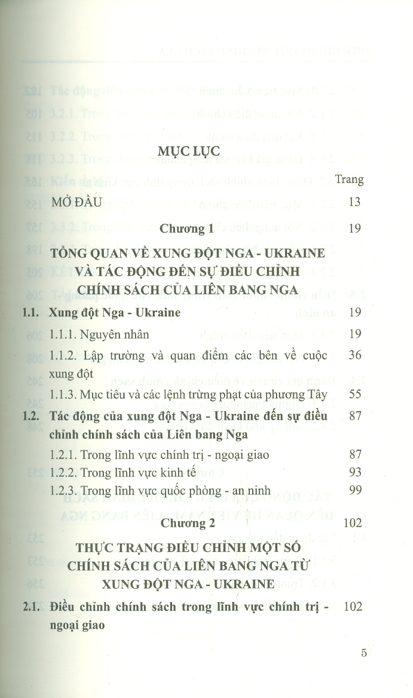Điều Chỉnh Một Số Chính Sách Của Liên Bang Nga Từ Xung Đột Nga - Ukraine Và Tác Động Đến Quan Hệ Việt Nam - Liên Bang Nga (Sách Chuyên Khảo)