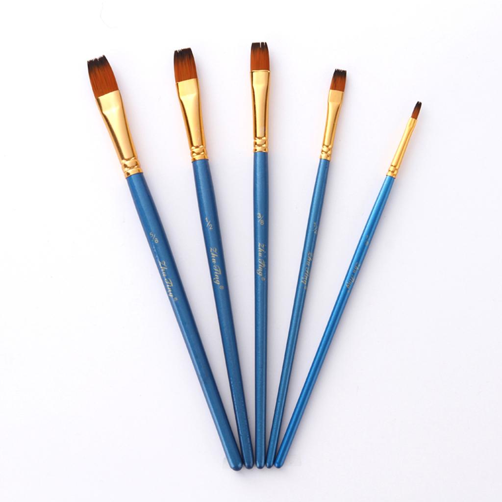 10 Miếng Tròn Dẹt Đầu Nhọn Lông Nylon Nghệ Sĩ Bút Lông Bộ Tranh Nghệ Thuật, acrylic Màu Nước, Móng Tay Nghệ Th