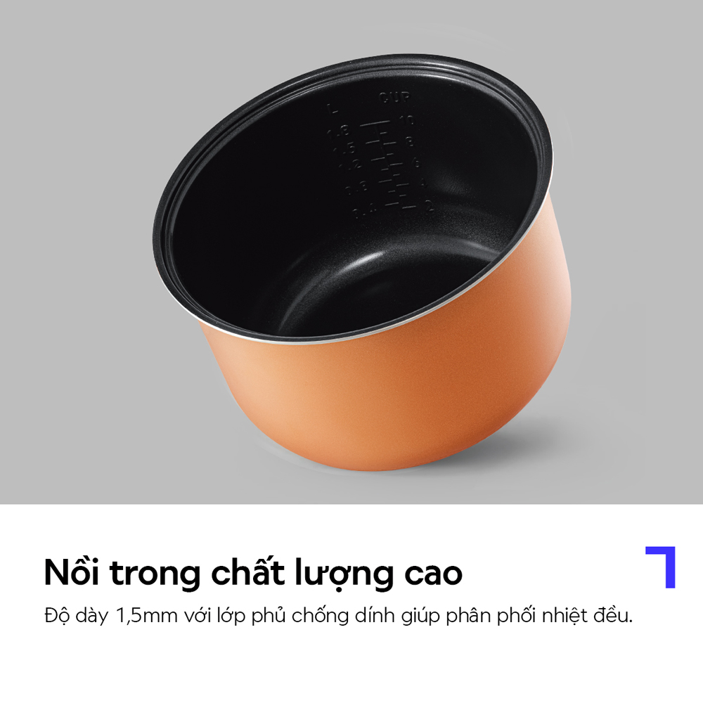 Nồi Cơm Điện LocknLock Essential Rice Cooker EJR452BLK 1.8L, Hàng Chính Hãng, Màu Đen - Joymall