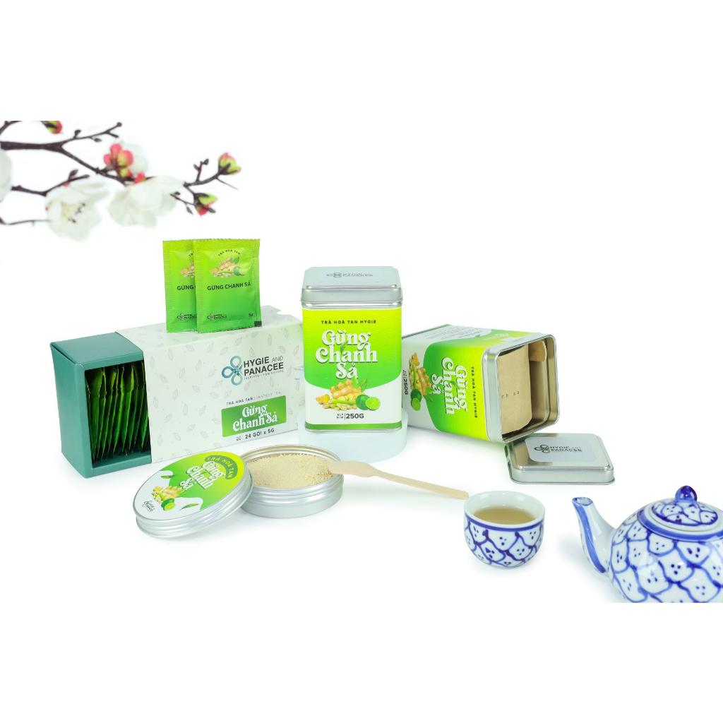 Trà gừng chanh sả Hygie hộp giấy 120g - dạng hòa tan tiện lợi, thơm ngon,