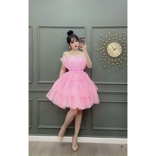 Đầm váy nữ xoè phồng cúp ngực có 6 màu