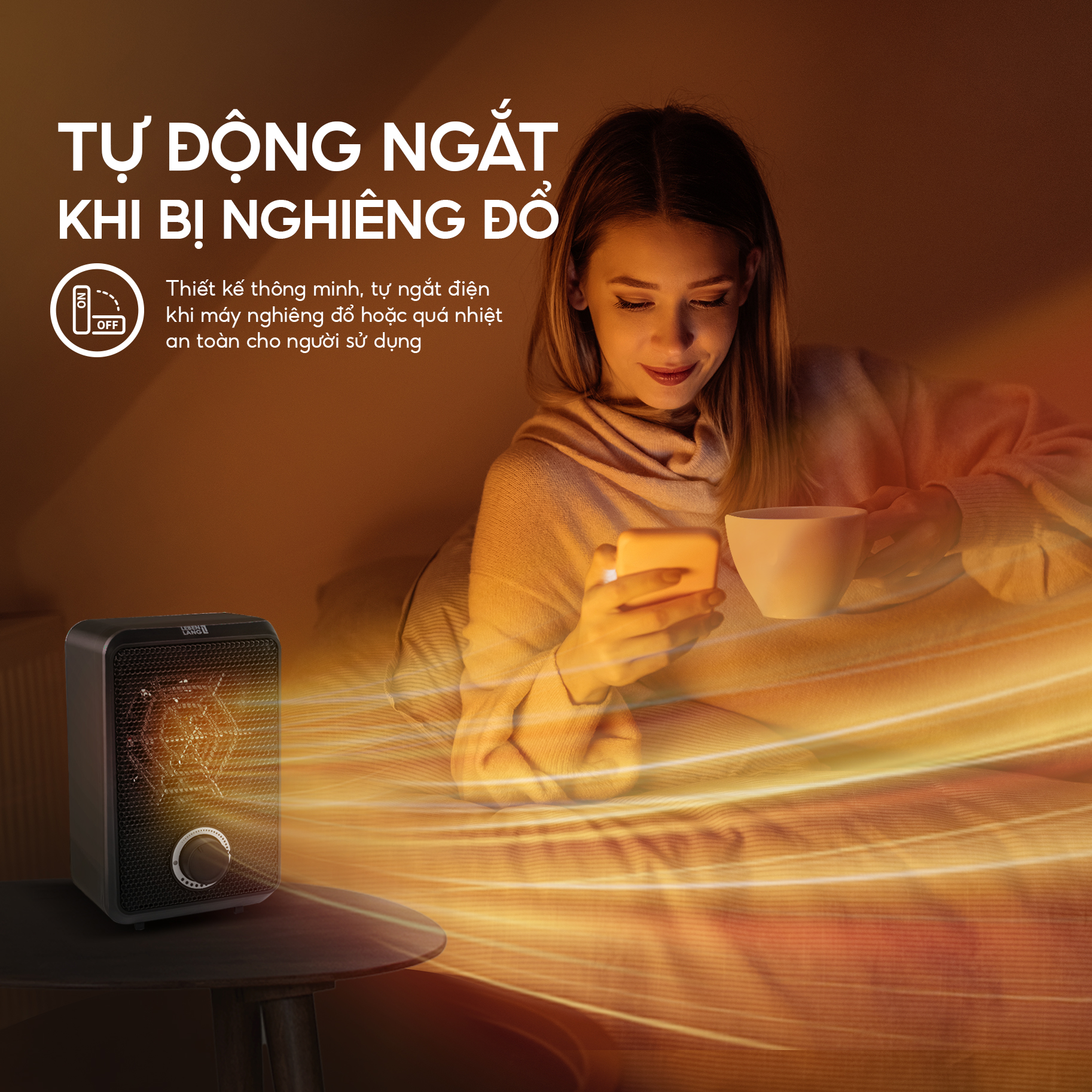 Máy sưởi mini để bàn Lebenlang LBL0276, công suất 600W, làm ấm góc rộng, nóng nhanh, thiết kế nhỏ gọn tiện lợi, bảo hành 2 năm - hàng chính hãng