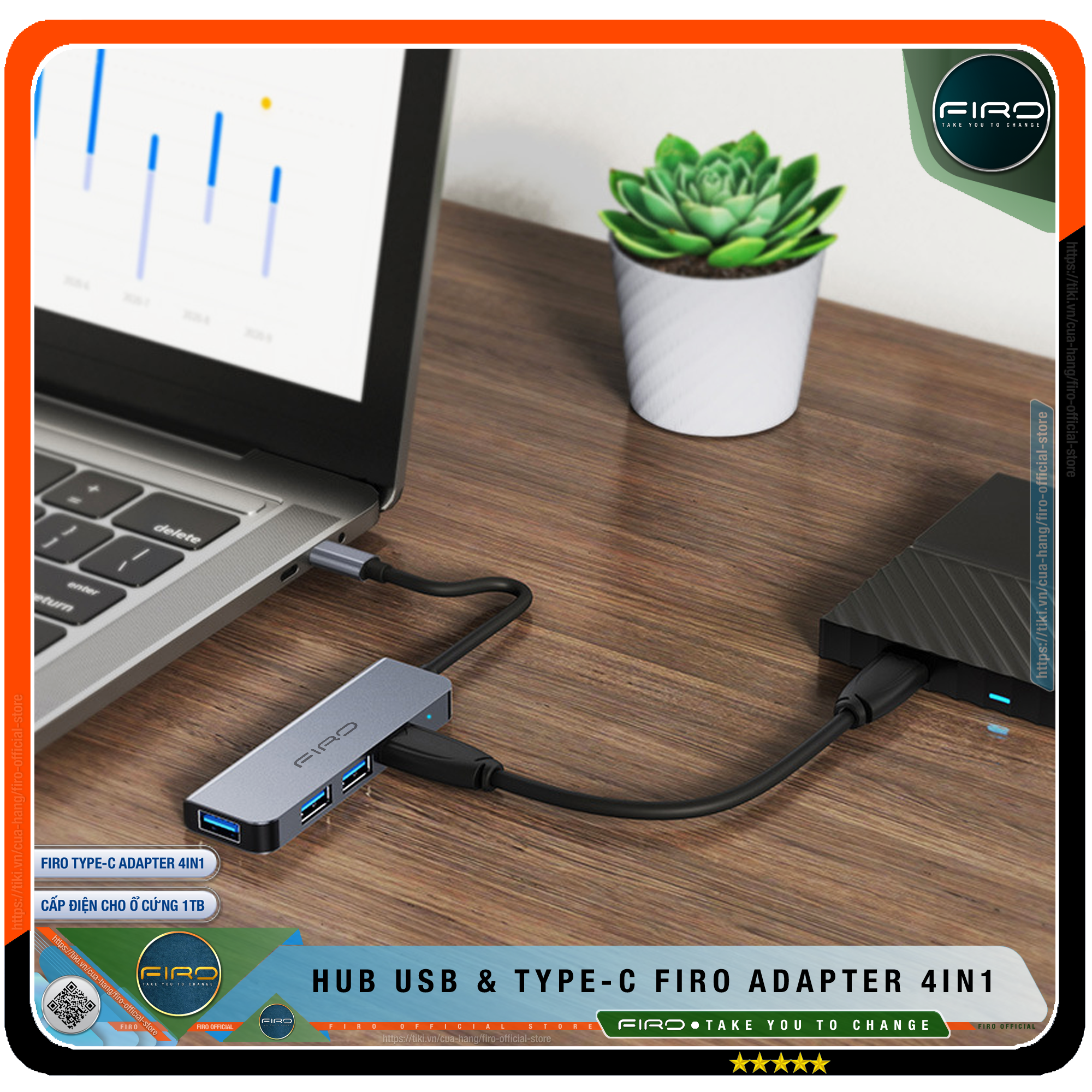 Hub USB 3.0 FIRO Và Hub Type C FIRO - Bộ Chia Cổng USB FIRO - HUB Chuyển Đổi Dành Cho Laptop, PC - Hỗ Trợ Sạc Pin, Kết Nối Đa Năng Ổ Cứng , Bàn Phím, Chuột, Máy In, Thiết Bị Ổ Chia USB - FIRO Type C Adapter 4in1 - Hàng Chính Hãng