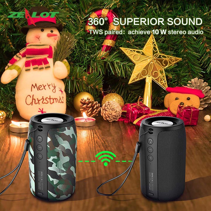Loa bluetooth Zealot tặng kèm móc khóa chữ 5 Tech nghe nhạc không dây âm thanh siêu trầm hàng chính hãng kết nối ổn định, bluetooth 5.0 dùng cho điện thoại, laptop, PC...